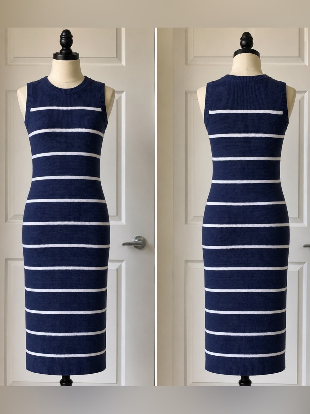 525 America Emma Cotton Midi/Maxi Dress Navy/White | Americana Coastal Elegance - Picture 15 of 16
